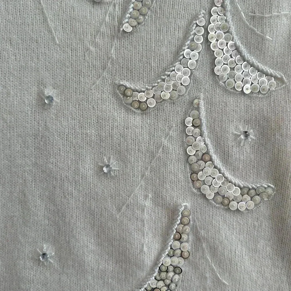 Embellished Cream Sweater - Crew Neck - Picture 10 of 14